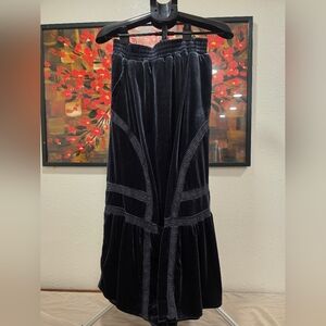 Blue Velvet Calista Skirt With Crochet Lace Trim Size Large